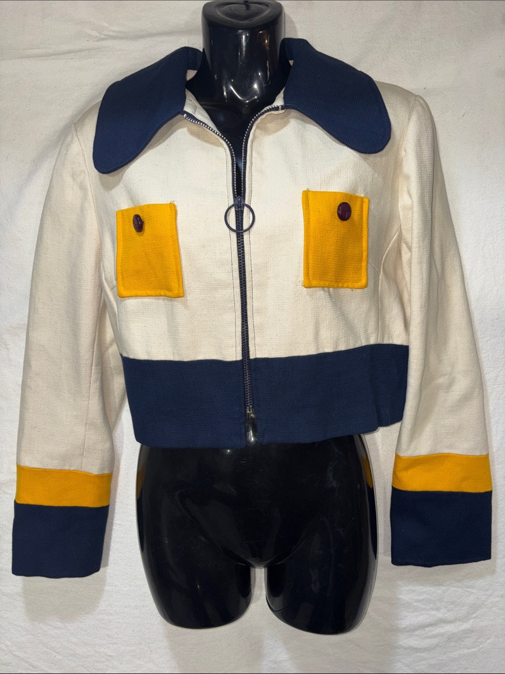 Vintage 1960s ILGWU Color Block Cropped Mod Jacket
